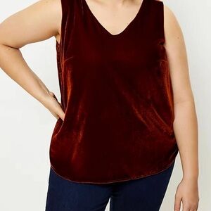 ✨ LOFT Plus Rust Velvet V-Neck Tank Top. I Size 26 NWT l Poshmark ✨